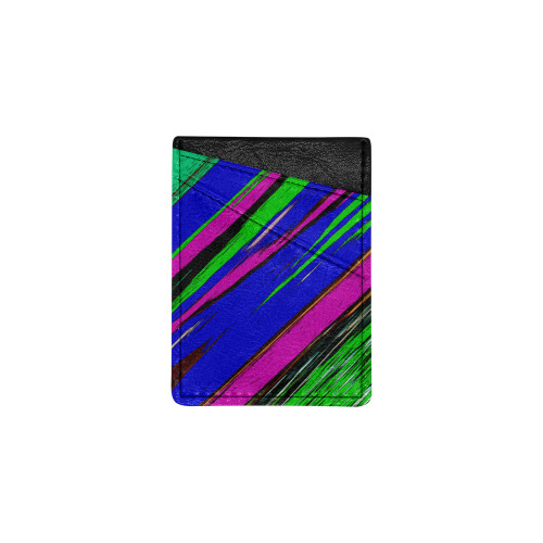 Diagonal Green Blue Purple And Black Abstract Art Cell Phone Card Holder