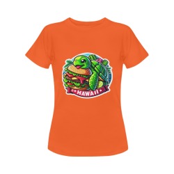 GREEN SEA TURTLE EATING BURGER 4 Women's T-Shirt in USA Size (Two Sides Printing)
