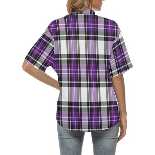 Purple Black Plaid All Over Print Hawaiian Shirt for Women (Model T58)