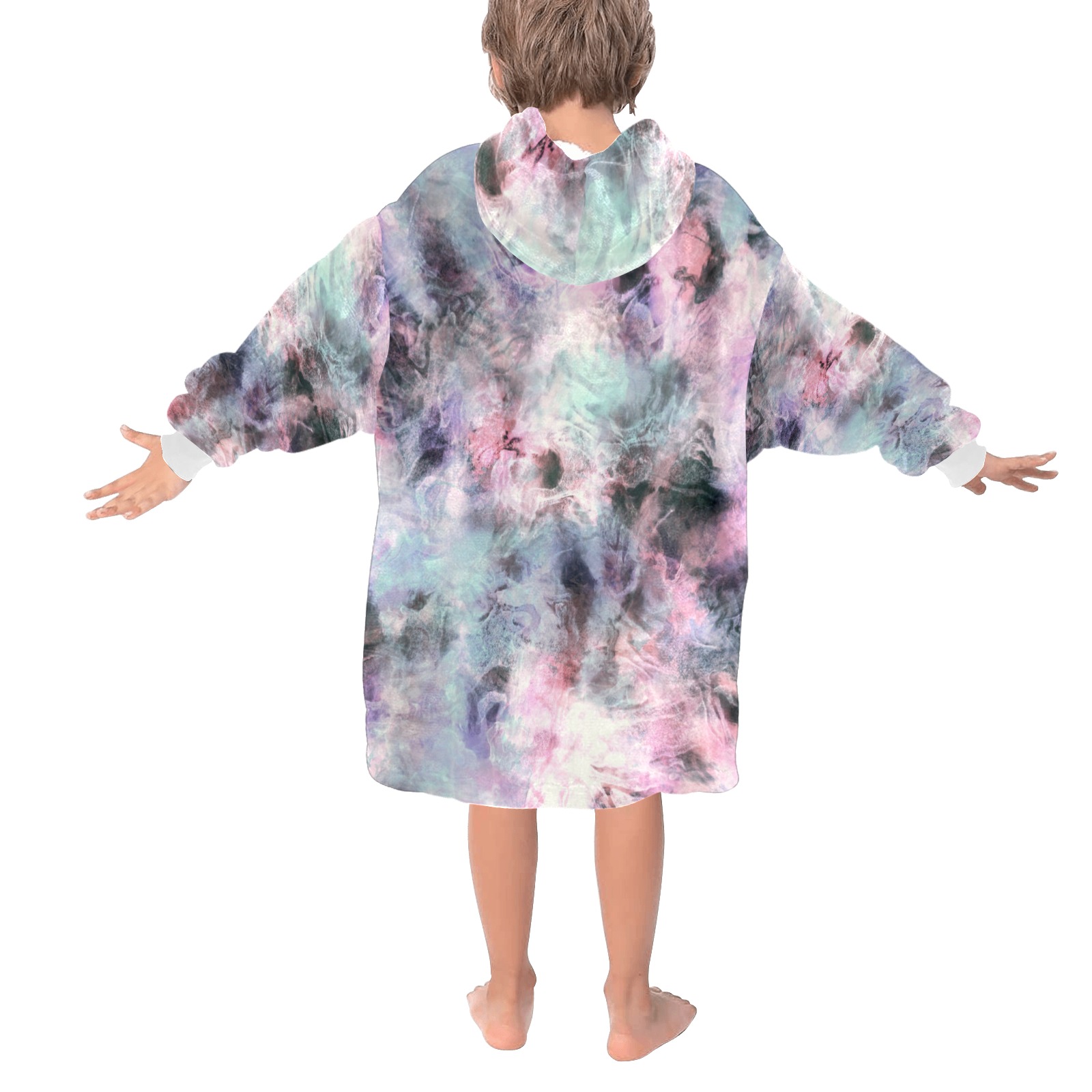 Colorful electric marbling Blanket Hoodie for Kids