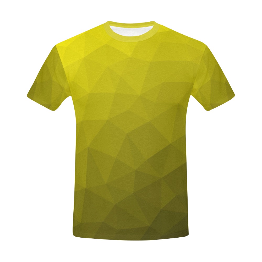 Yellow gradient geometric mesh pattern All Over Print T-Shirt for Men (USA Size) (Model T40)
