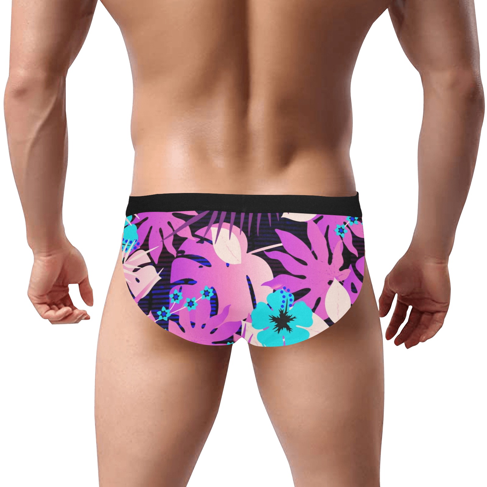 GROOVY FUNK THING FLORAL PURPLE Men's Mid Rise Briefs (Model L48)