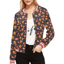 I like pizza space All Over Print Bomber Jacket for Women (Model H21)