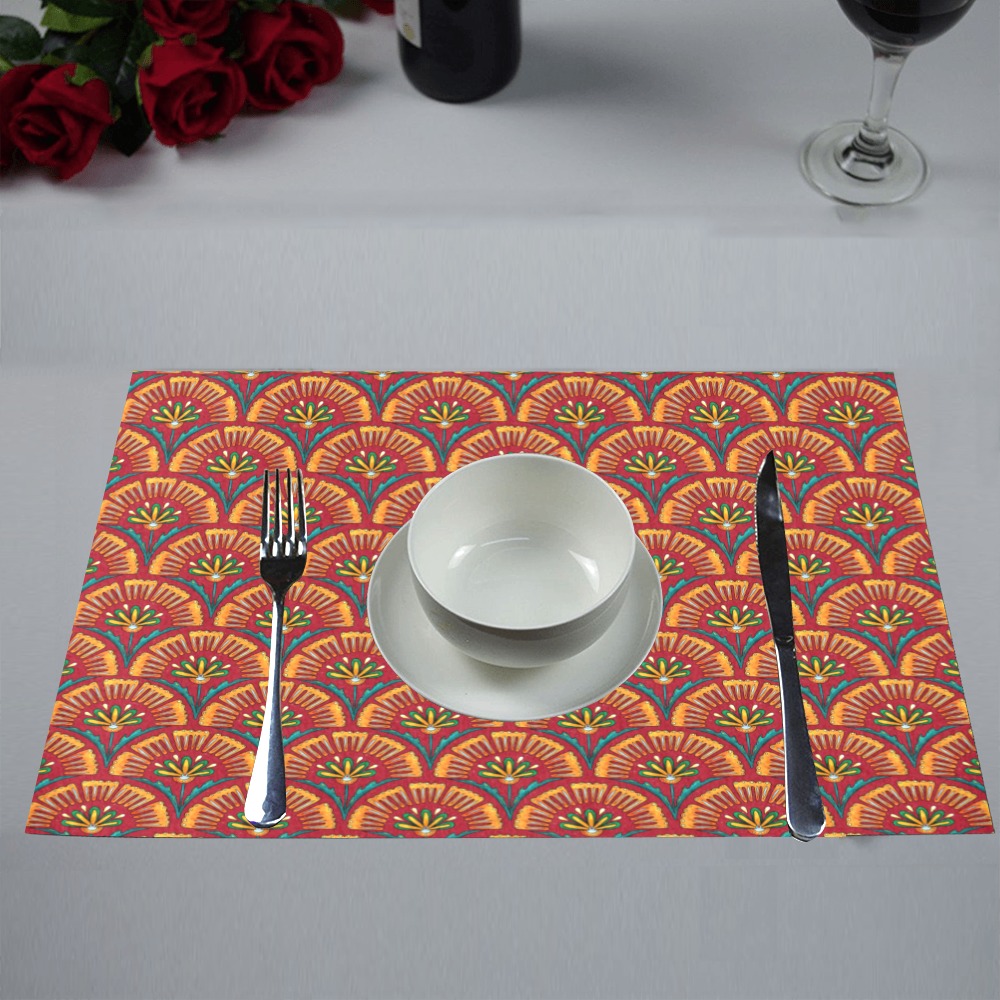 red scallop Placemat 12’’ x 18’’ (Set of 4)