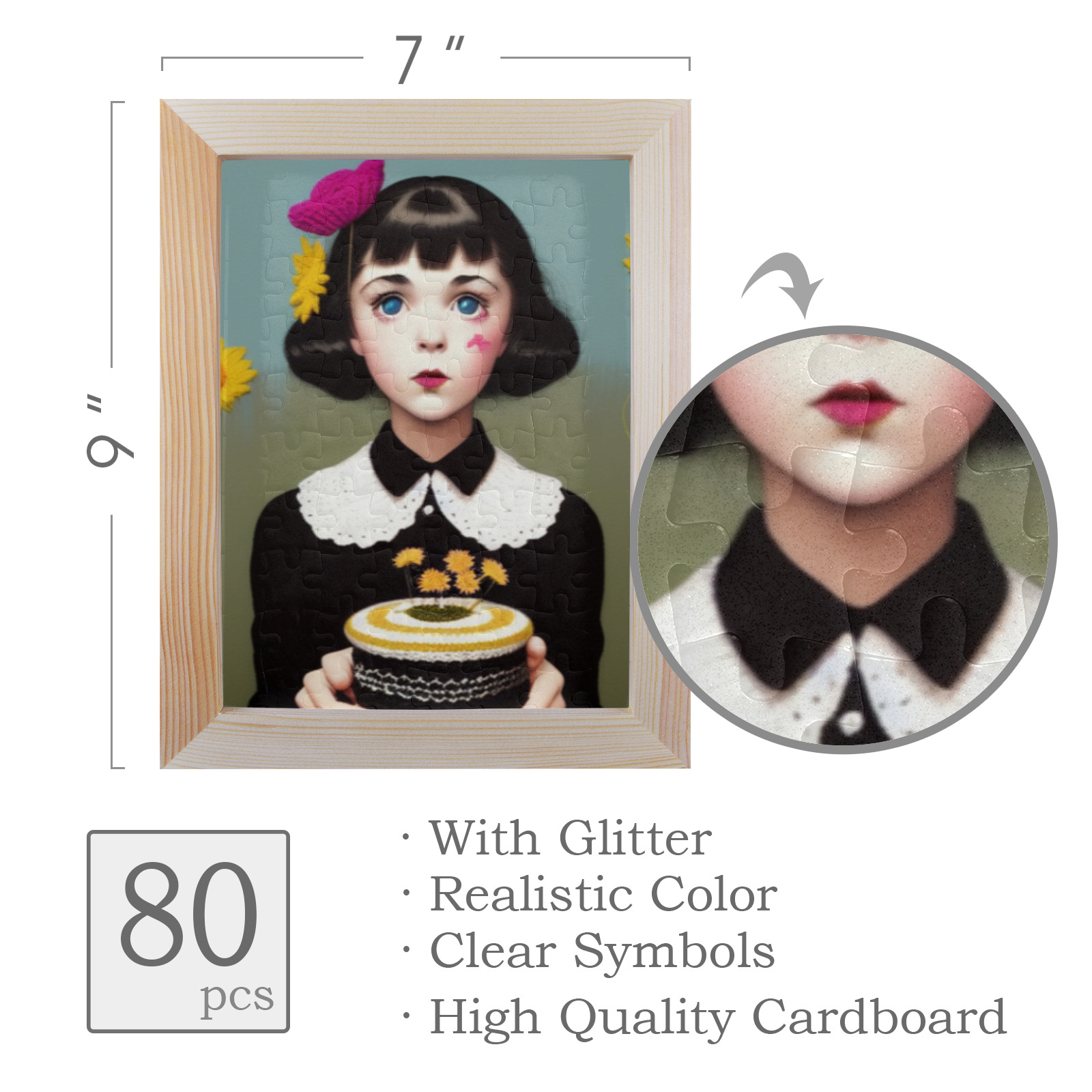 gothic girl with lipstick 66 80-Piece Puzzle Frame 7"x 9"