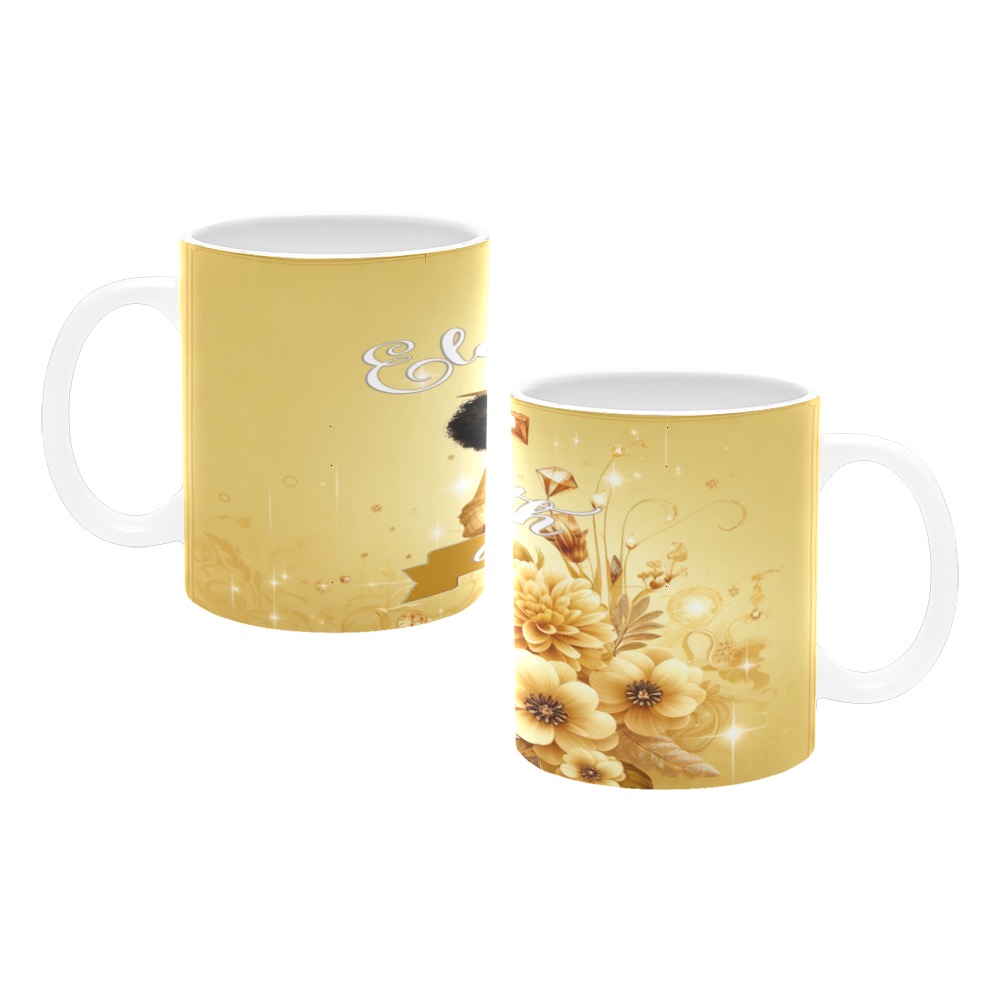 yellowfedorawomandesign cup White Mug(11OZ)