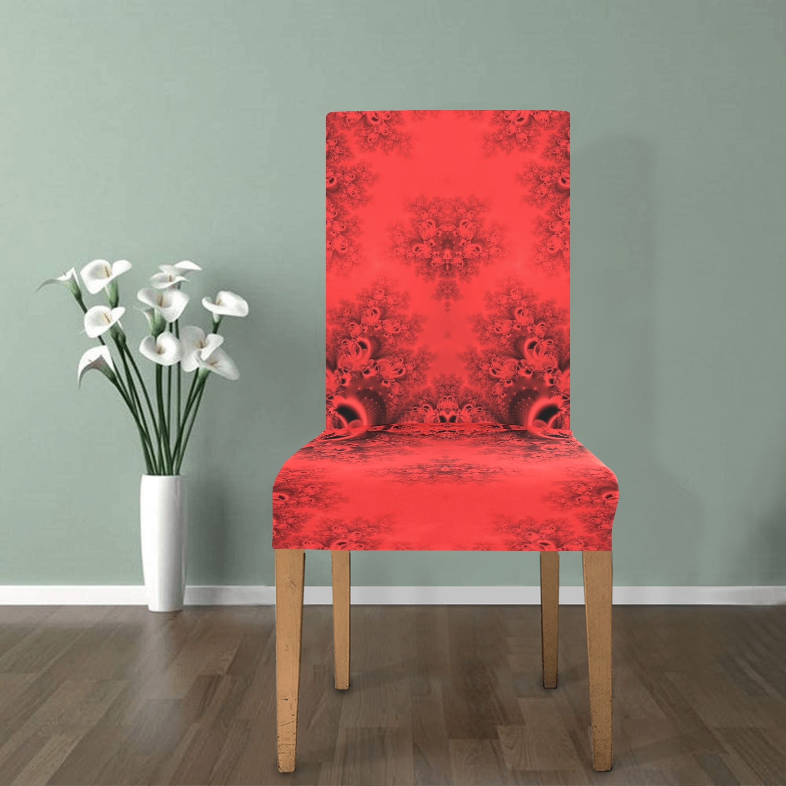 Autumn Reds in the Garden Frost Fractal Chair Cover (Pack of 4)