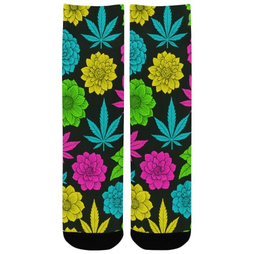 Neon Cannabis and Flower Pattern