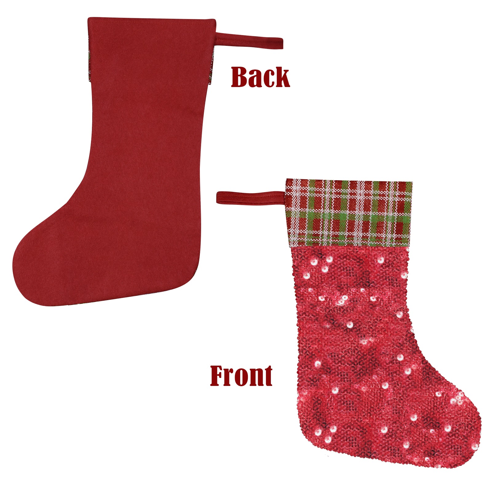 Red Sequin - Look Sequin Christmas Stocking