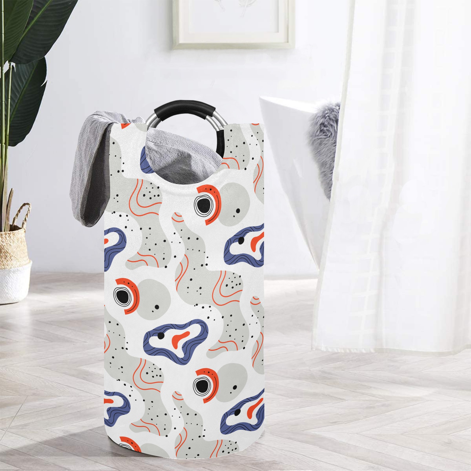 Elegant Abstract Mid Century Pattern Round Laundry Bag