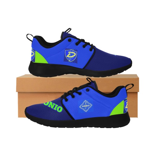 DIONIO - Dark Blue,Blue & Neon Men's Pull Loop Sneakers (Model 02001)