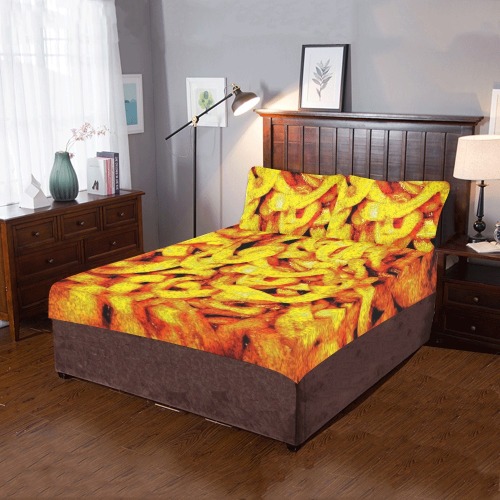 Scary Orange Ramen 3-Piece Bedding Set