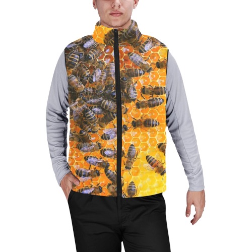 HONEY BEES 4 Men's Padded Vest Jacket (Model H44)