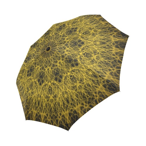Ô Golden Web 1 on Black Auto-Foldable Umbrella (Model U04)
