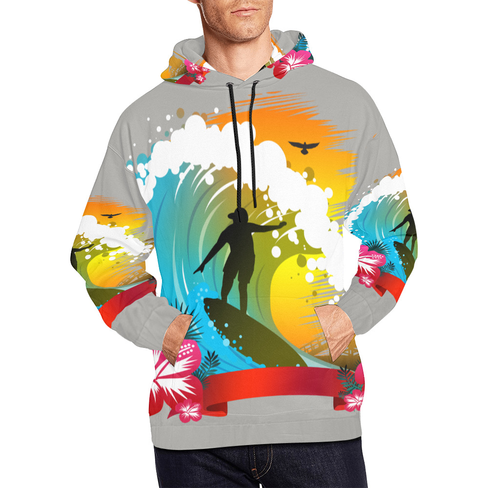 Ride The Tide All Over Print Hoodie for Men (USA Size) (Model H13)