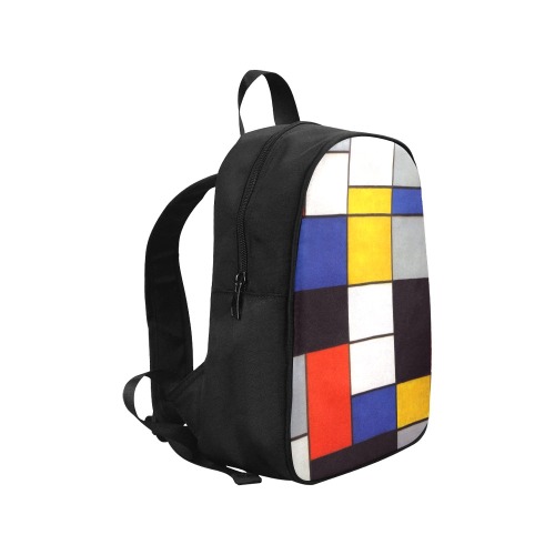 Composition A by Piet Mondrian Fabric School Backpack (Model 1682) (Medium)