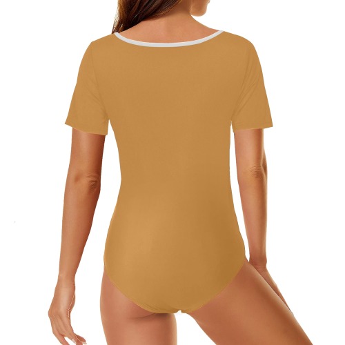 color butterscotch Women's Short Sleeve Bodysuit