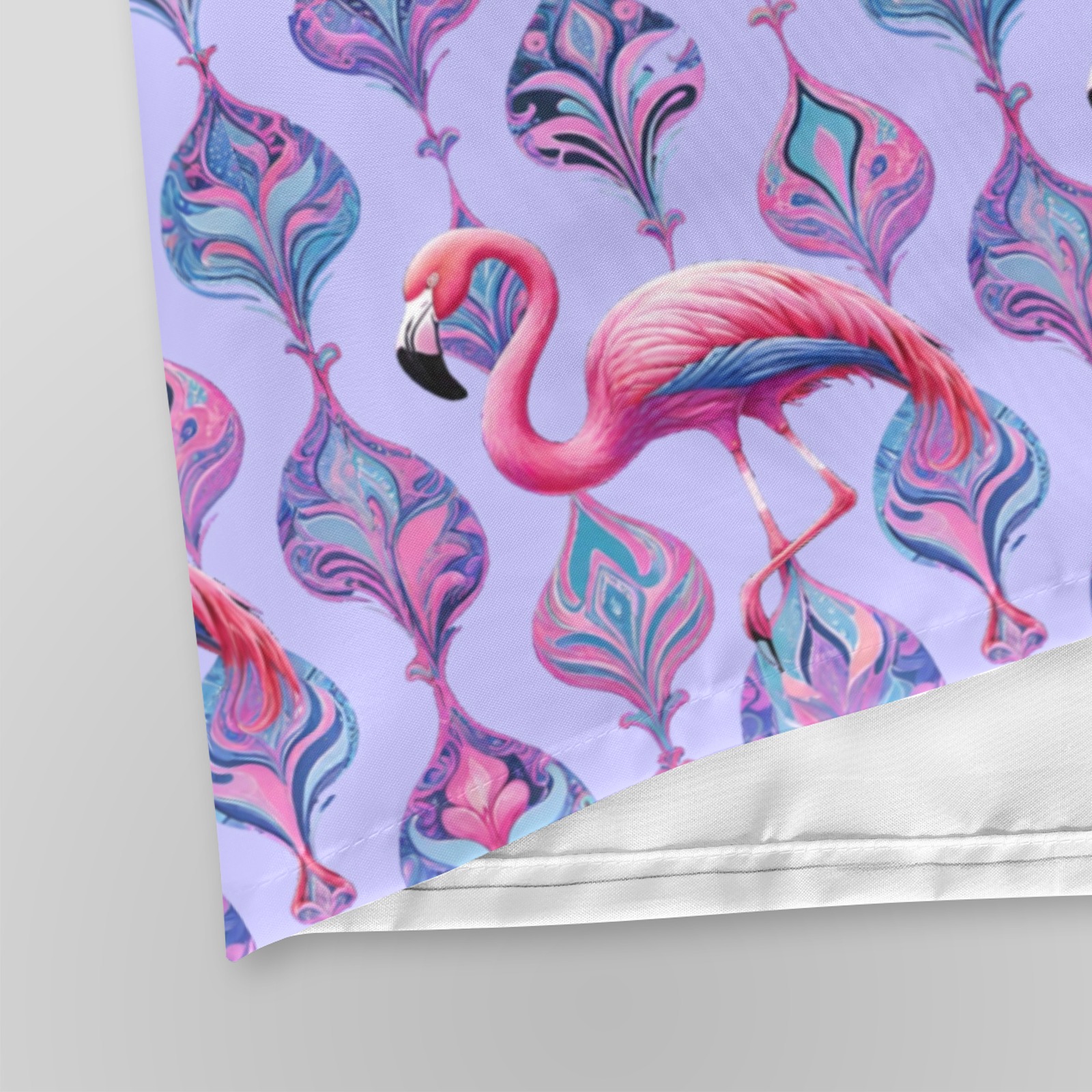 Flamingos Paisley Pattern Pastel Pink and Blue Shower Curtain 72" x 72"