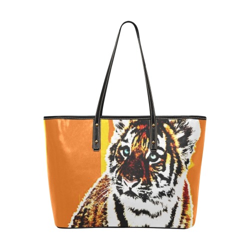 TIGER TIGER-22A Chic Leather Tote Bag (Model 1709)
