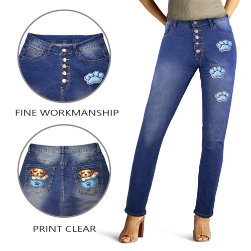 Beagle Lover Women's Jeans (Front&Back Printing)