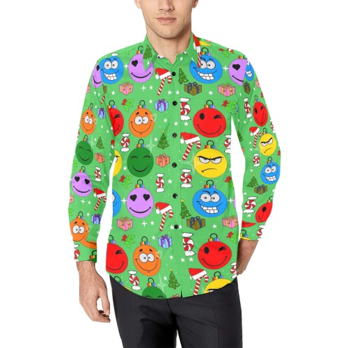 Funny Christmas Balls by Nico Bielow Men's All Over Print Casual Dress Shirt (Model T61)