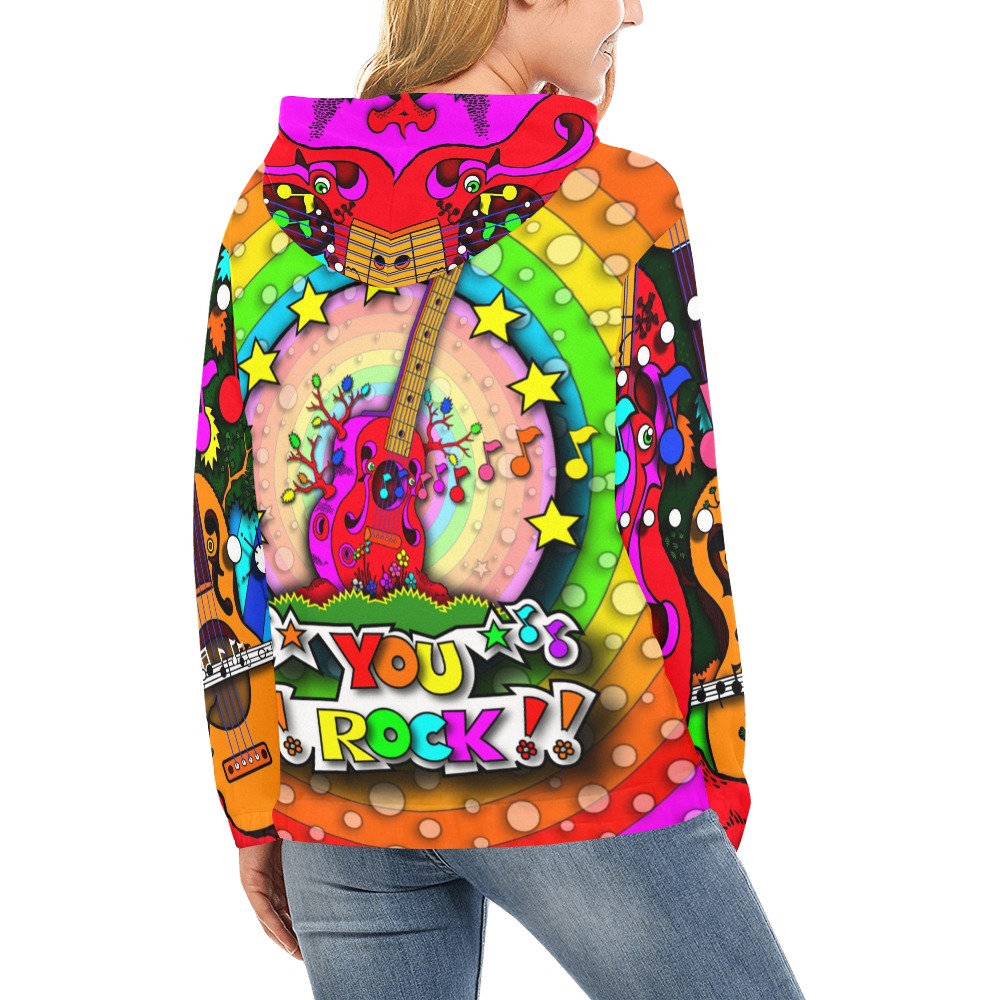 ITEM 11 _ GUITAR TREE FOREST - YOU ROCK - HOODIE All Over Print Hoodie for Women (USA Size) (Model H13)