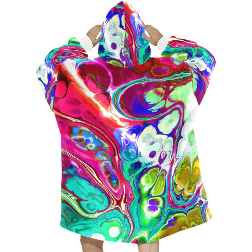 Abstract Liquid Marble Pouring Modern Art Texture Blanket Hoodie for Women