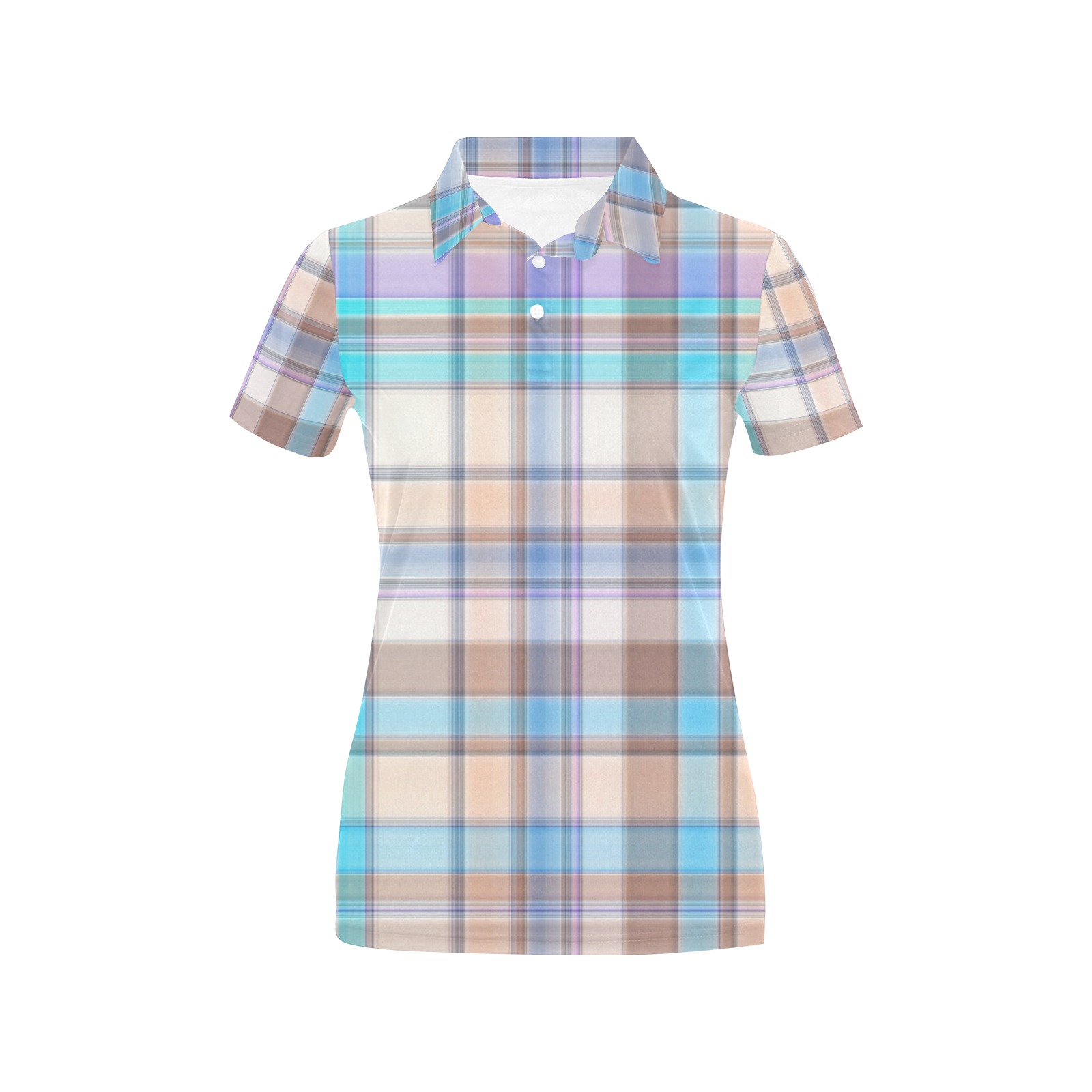 Pastels Plaid Women's All Over Print Polo Shirt (Model T55)