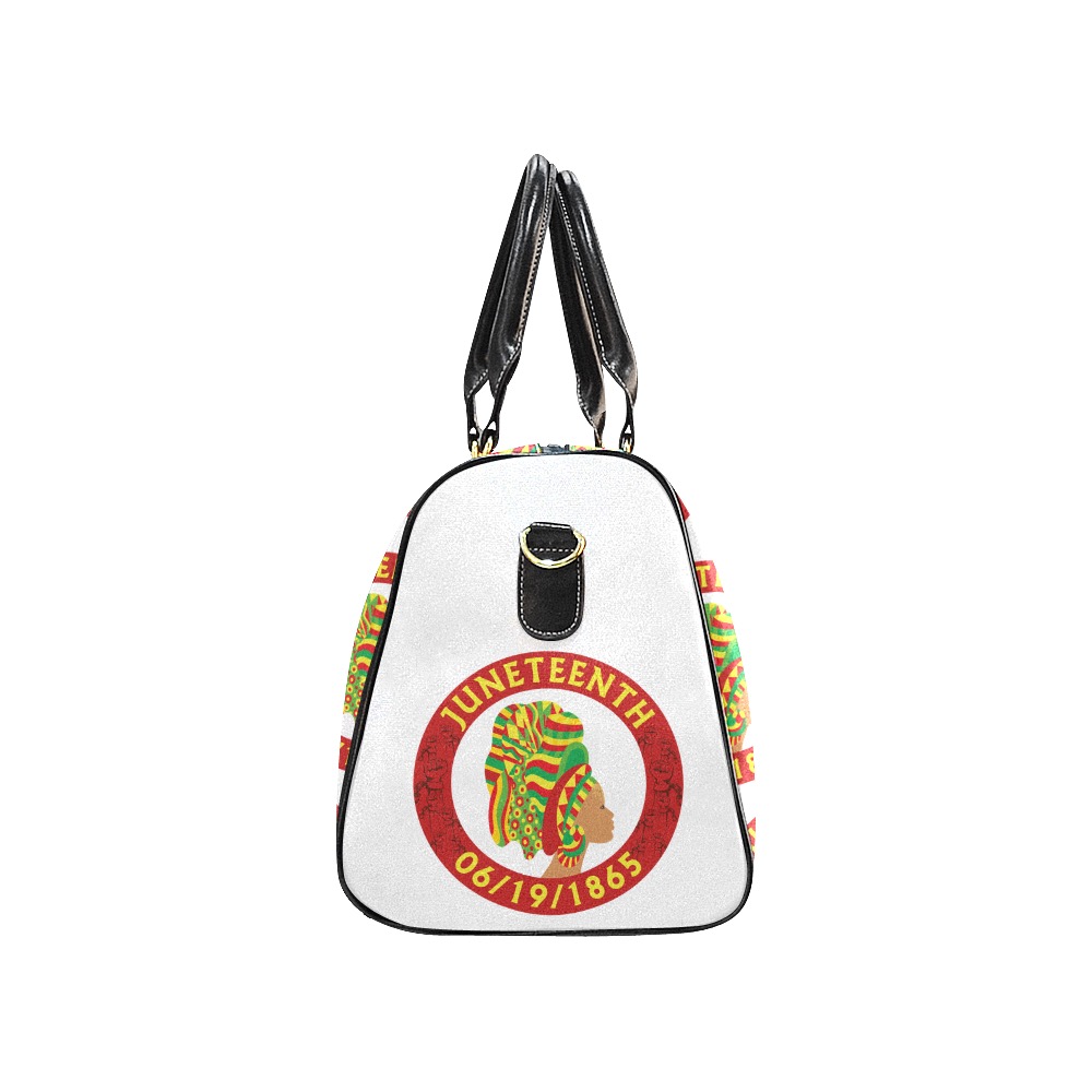 Juneteenth Large  White Tote Bag (Queen repeat) New Waterproof Travel Bag/Small (Model 1639)