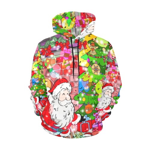 Santa Christmas by Nico Bielow All Over Print Hoodie for Women (USA Size) (Model H13)