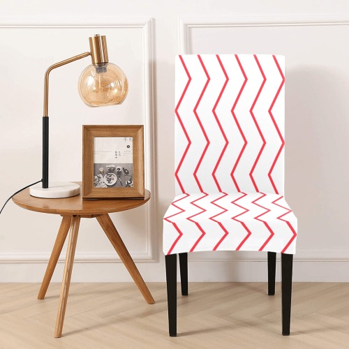 White red chevron vertical lines pattern Chair Cover (Pack of 4)