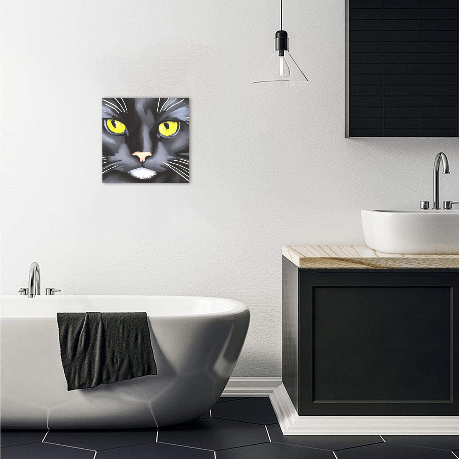 Close up Black Cat Upgraded Canvas Print 12"x12"