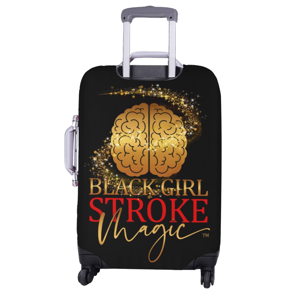 Black Girl Stroke Magic Logo Black Background (1) Luggage Cover/Large 26"-28"