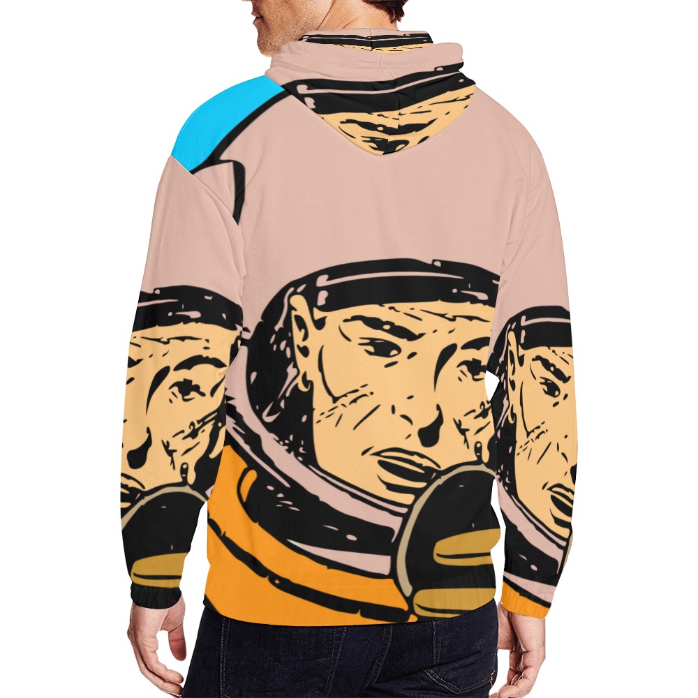 astronaut All Over Print Full Zip Hoodie for Men (Model H14)