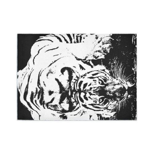 Tiger Transparent Black Outline Area Rug7'x5'