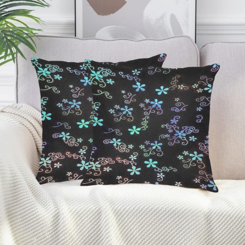 flowers (6) Linen Zippered Pillowcase 18"x18"(Two Sides&Pack of 2)