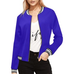 Neon Blue All Over Print Bomber Jacket for Women (Model H21)