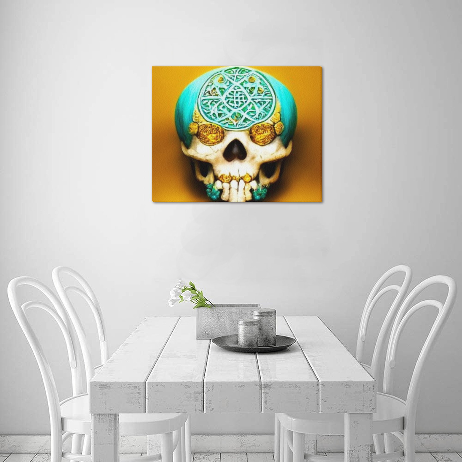 ornate skull 4 Frame Canvas Print 20"x16"