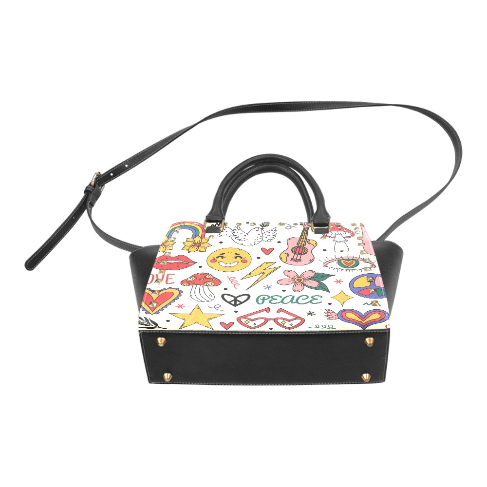 vecteezy_vintage-70s-groove-elements-cute-hippie-symbols-cartoon_6834736 Rivet Shoulder Handbag (Model 1645)