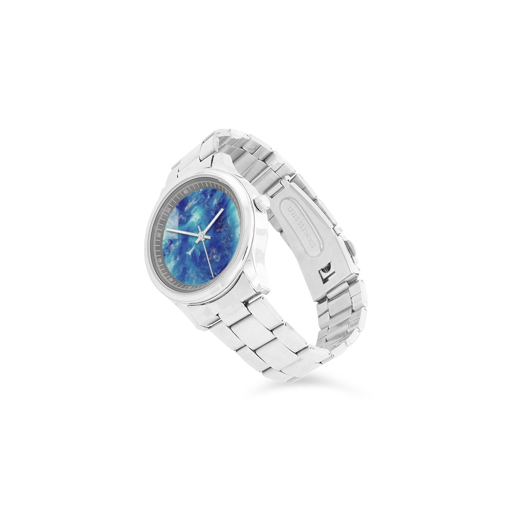 Encre Bleu Photo Men's Stainless Steel Watch(Model 104)