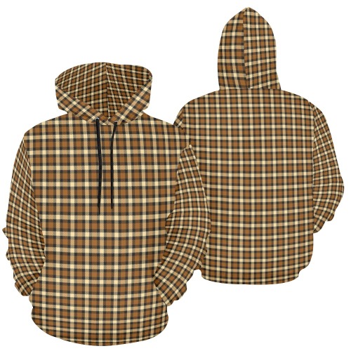 Autumn Brown Beige Plaid All Over Print Hoodie for Men (USA Size) (Model H13)