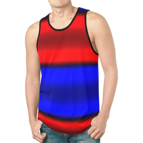 Red & Blue Horizontal Stripes New All Over Print Tank Top for Men (Model T46)