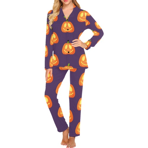 Halloween Pumpkin Pajamas Women's Long Pajama Set
