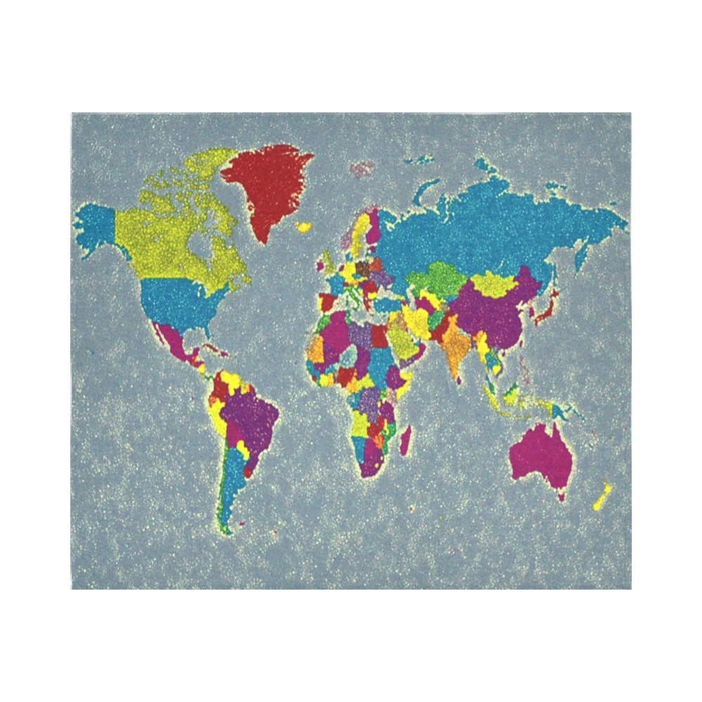 World Map Cotton Linen Wall Tapestry 60"x 51"
