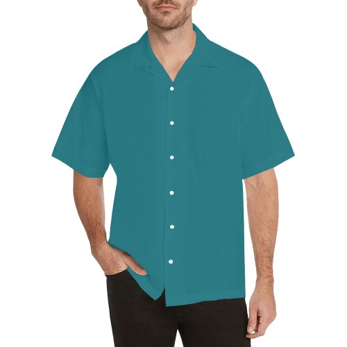 Harbor Blue Hawaiian Shirt with Merged Design (Model T58)