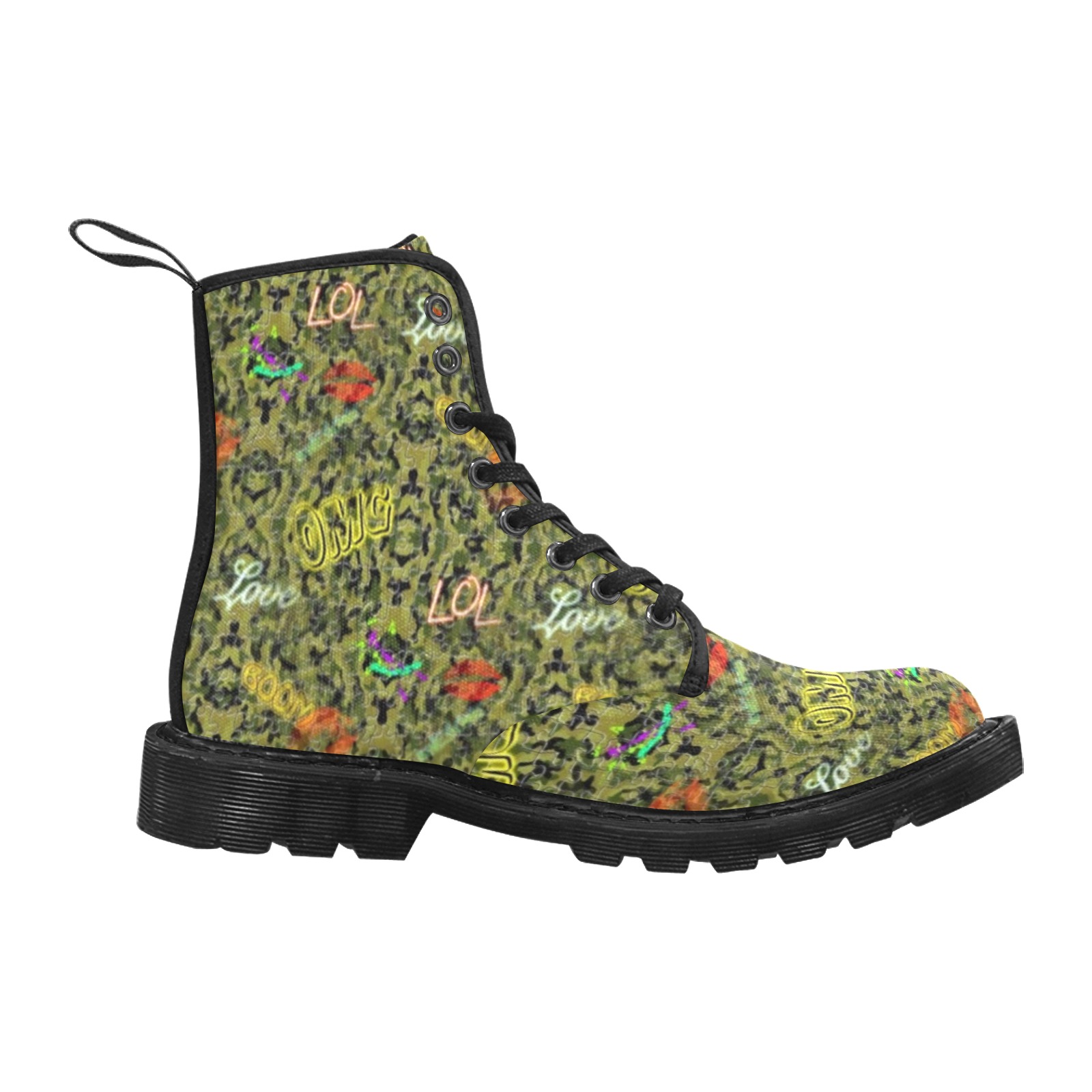 Camouflage Pop Art by Nico Bielow Martin Boots for Men (Black) (Model 1203H)