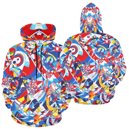 Stylish colorful abstract art. Geometrical shapes. All Over Print Hoodie for Women (USA Size) (Model H13)