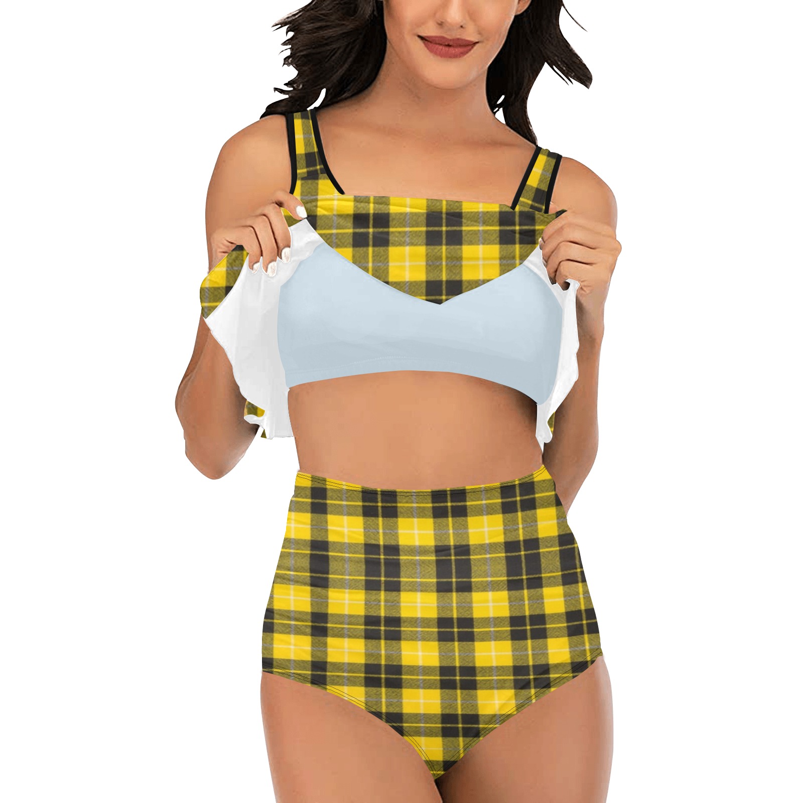 Barclay Dress Modern High Waisted Flounce Bikini Set (Model S24)