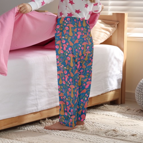 Unique Mushroom Pattern Little Kids' Coral Fleece Pajama Trousers (Model L76)