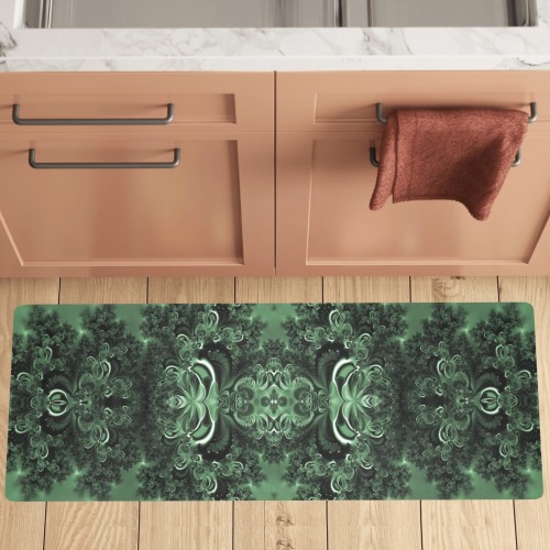 Deep in the Forest Frost Fractal Kitchen Mat 48"x17"